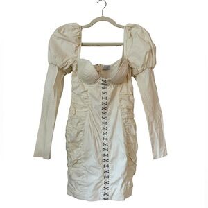 Oh Polly long sleeve cream balloon sleeve dress size 4